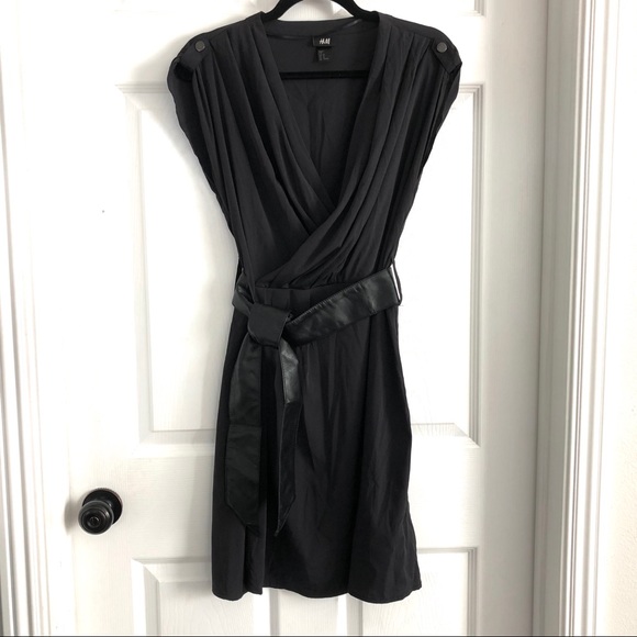 [ Sold ] H&M Wrap Dress with Vegan Leather Belt, Size 10 - Picture 2 of 8